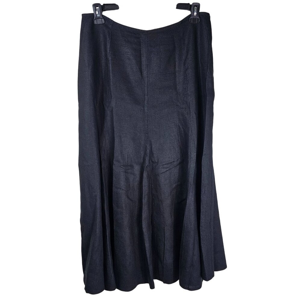 Margaret M 100% Linen Maxi A-Line Full‎ Skirt 14 Black Lagenlook Modest Coastal